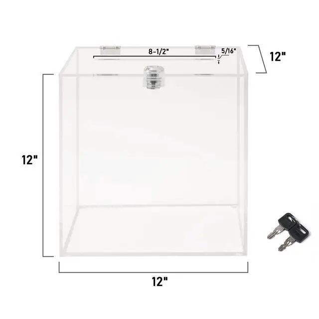 Alt view image 3 of 6 - Acrylic Donation Box 12x12x12 inches | Ballot Box, Suggestion Box, Money Storage Container, For Voting, Charity, Contest