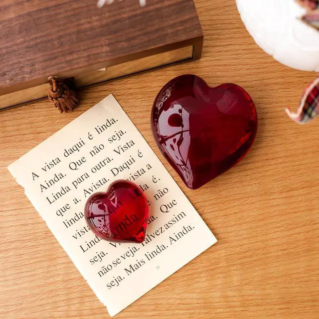 Alt view image 5 of 6 - Murano Style Art Glass Red Heart Paperweight Hand Blown - Keepsake/Offices | Hand Blown Glass Heart Ornament, Desk Display - A Keepsake for Décor and Gift for Christmas, Mother's Day, Valentine's Day