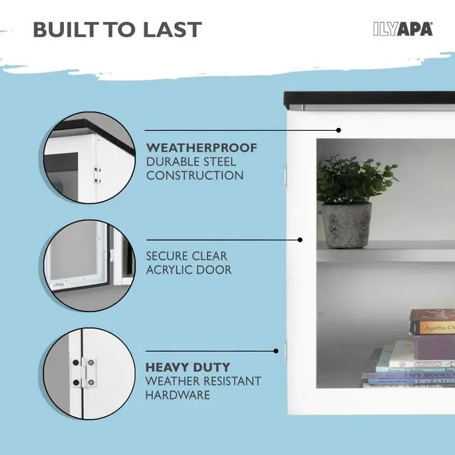Alt view image 3 of 6 - Library Box Outdoor, 16x14x17 White - Little Free Book Exchange Kit | Steel, All Weather Material, HD Construction, For Neighborhood & Community Book Sharing, Library Kit