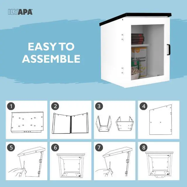 Alt view image 5 of 6 - Library Box Outdoor, 16x14x17 White - Little Free Book Exchange Kit | Steel, All Weather Material, HD Construction, For Neighborhood & Community Book Sharing, Library Kit