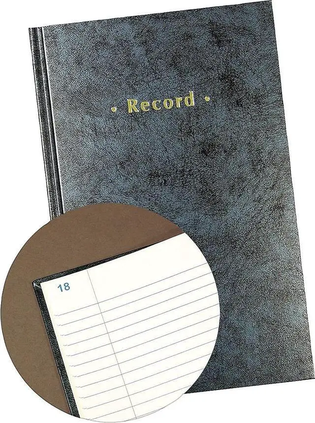 Alt view image 5 of 5 - Record Book, Blue Marble Hardbound Ledger, 300 Numbered Pages, 7.25" x 11.75", Durable Sewn Binding Notebook for Logs, Records & Notary Entries