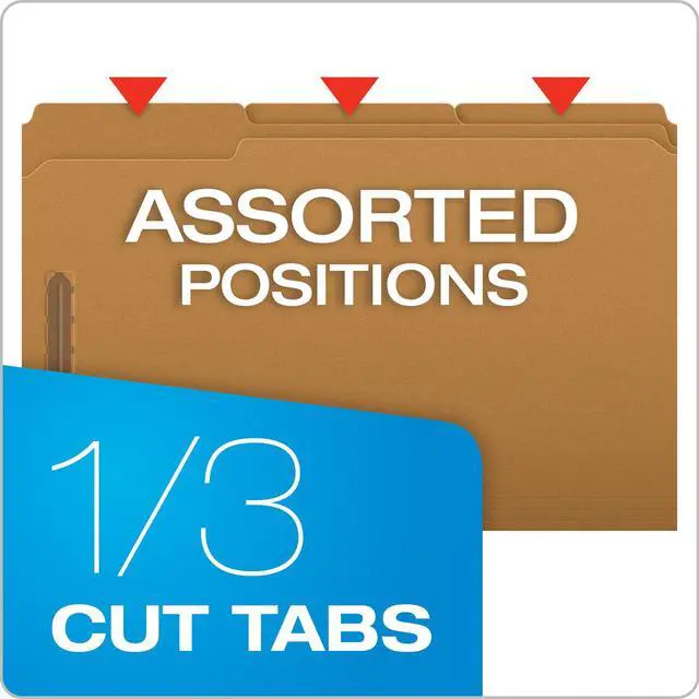 Alt view image 4 of 6 - FK312 Kraft 2-Fastener Classification Folder with 1/3 Cut Tabs, 50/Box, Brown, Legal (Pack of 5)