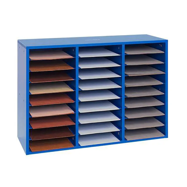 Alt view image 3 of 6 - Classroom Blue Mail Center, 27 Slots | 32" W x 12" D x 23" H, Office Mailboxes, Mail Sorter, Classroom Organization, Mailbox Organizer for Students & Teachers