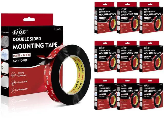 Main image of 10 Packs Double Sided Tape Heavy Duty Mounting Tape 0.8 in X 16.4 Ft | Adhesive Tape for Wall, Foam Tape Waterproof for Automotive Strip Light Home, Office Décor