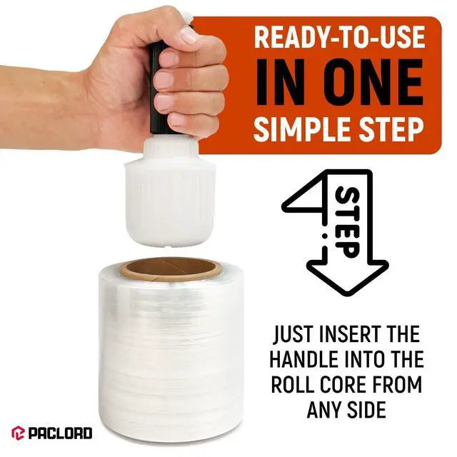 Alt view image 5 of 6 - Stretch Wrap Plastic Handle with Rubber Grip, Pack of 6 | Ergonomic Holder and Dispenser for 3" Core Bundling Film or Hand Shrink Wrap Rolls - Perfect for Wrapping, Packing, Moving