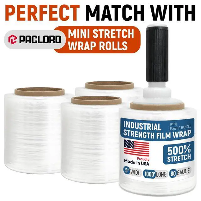 Alt view image 6 of 6 - Stretch Wrap Plastic Handle with Rubber Grip, Pack of 6 | Ergonomic Holder and Dispenser for 3" Core Bundling Film or Hand Shrink Wrap Rolls - Perfect for Wrapping, Packing, Moving