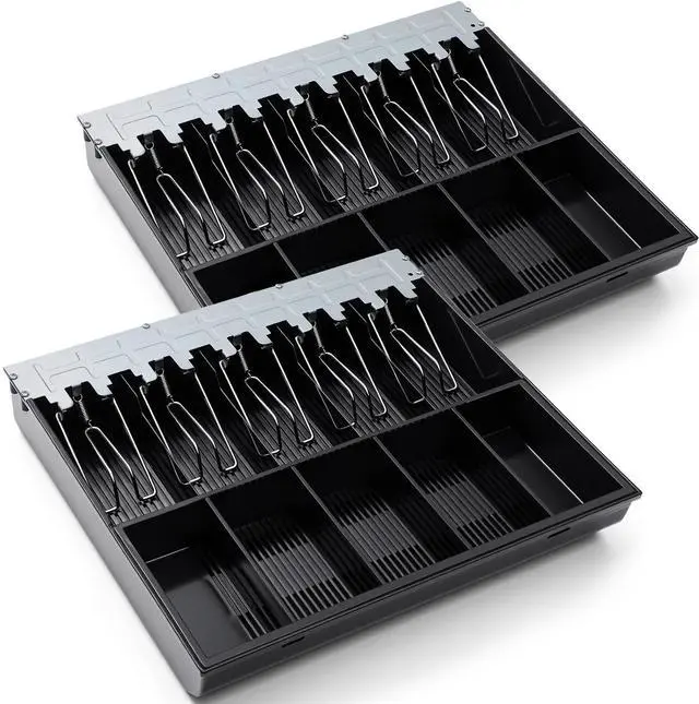 Main image of 2 Pcs 16 Inch Cash Drawer Tray for Small Business, Heavy Duty Cash Drawer Insert 5 Bills and 5 Coins Money Organizer for Money Storage