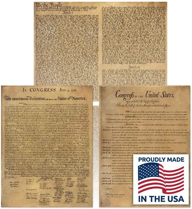 Main image of American Founding documents Laminated 3 pack EXTRA LARGE: US Constitution, Declaration of Independence and Bill of Rights reproduction NOW with BIGGER clearer Letters