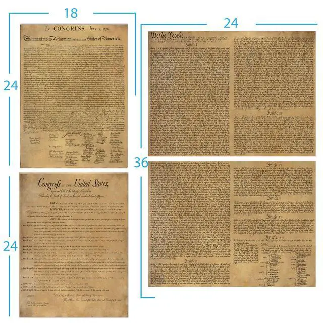 Alt view image 2 of 6 - American Founding documents Laminated 3 pack EXTRA LARGE: US Constitution, Declaration of Independence and Bill of Rights reproduction NOW with BIGGER clearer Letters