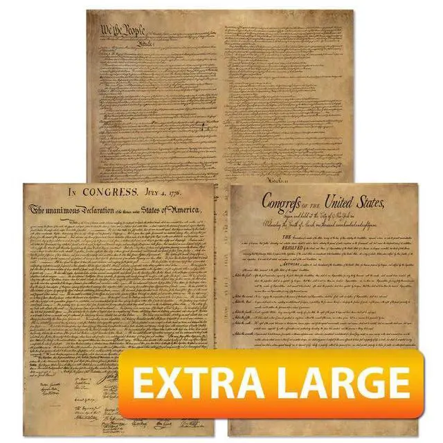 Alt view image 6 of 6 - American Founding documents Laminated 3 pack EXTRA LARGE: US Constitution, Declaration of Independence and Bill of Rights reproduction NOW with BIGGER clearer Letters