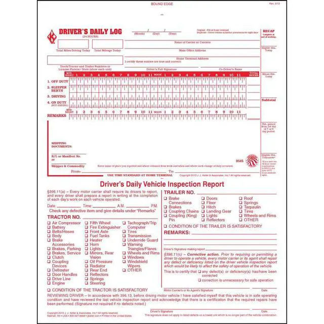Alt view image 3 of 6 - J. J. Keller 2-in-1 Driver Daily Log Book 10-pk. with Detailed Driver Vehicle Inspection Report & Simplified Recap - Book Format with 31 Sets, 2-Ply Carbonless, 8.5" x 11"