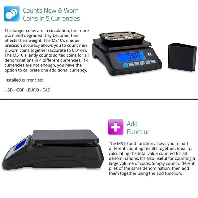 Alt view image 4 of 6 - MS10 Coin Counting Scale - Money Cash Currency Weighing Machine