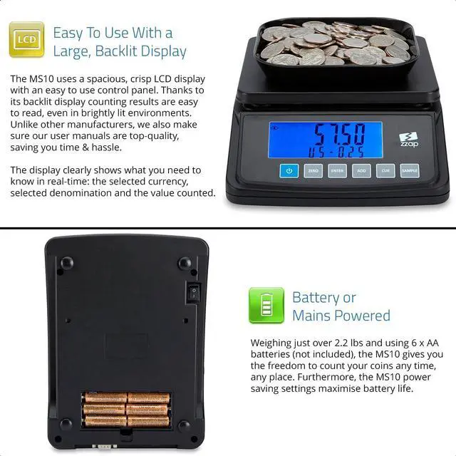 Alt view image 5 of 6 - MS10 Coin Counting Scale - Money Cash Currency Weighing Machine