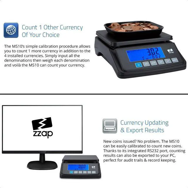 Alt view image 6 of 6 - MS10 Coin Counting Scale - Money Cash Currency Weighing Machine