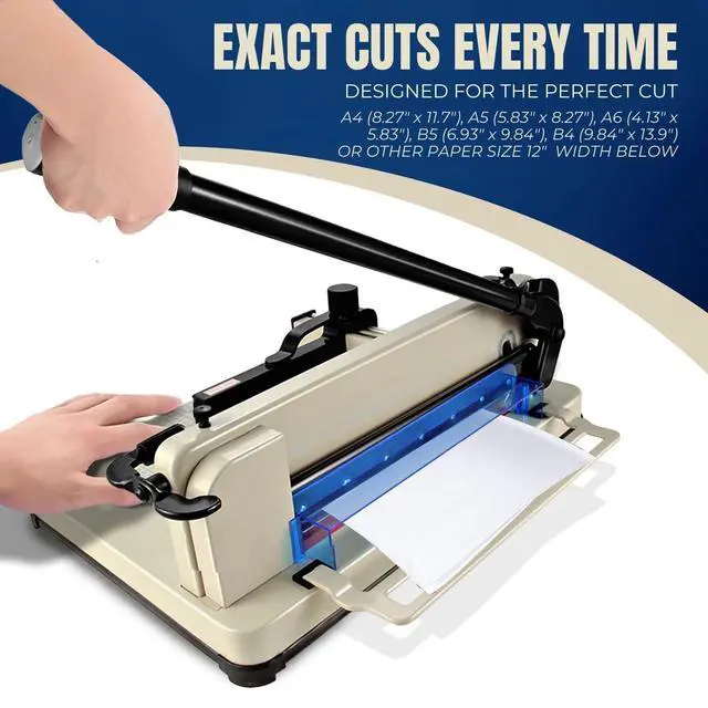 Alt view image 3 of 6 - Guillotine Paper Cutter 12" A4 Professional Industrial Heavy Duty Scrapbooking Metal Base Trimmer Machine 400 Sheet Capacity for Office Commercial Photocopy Printing Shop | Large industrial paper cutt