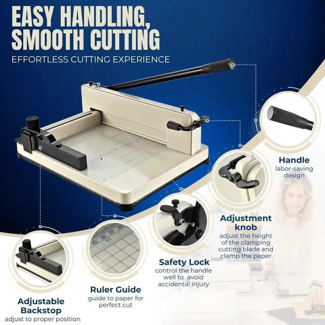 Alt view image 4 of 6 - Guillotine Paper Cutter 12" A4 Professional Industrial Heavy Duty Scrapbooking Metal Base Trimmer Machine 400 Sheet Capacity for Office Commercial Photocopy Printing Shop | Large industrial paper cutt