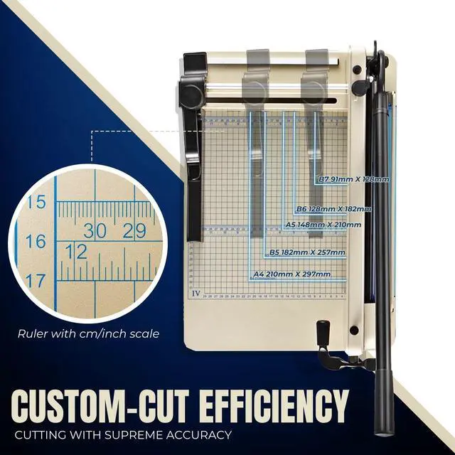 Alt view image 5 of 6 - Guillotine Paper Cutter 12" A4 Professional Industrial Heavy Duty Scrapbooking Metal Base Trimmer Machine 400 Sheet Capacity for Office Commercial Photocopy Printing Shop | Large industrial paper cutt