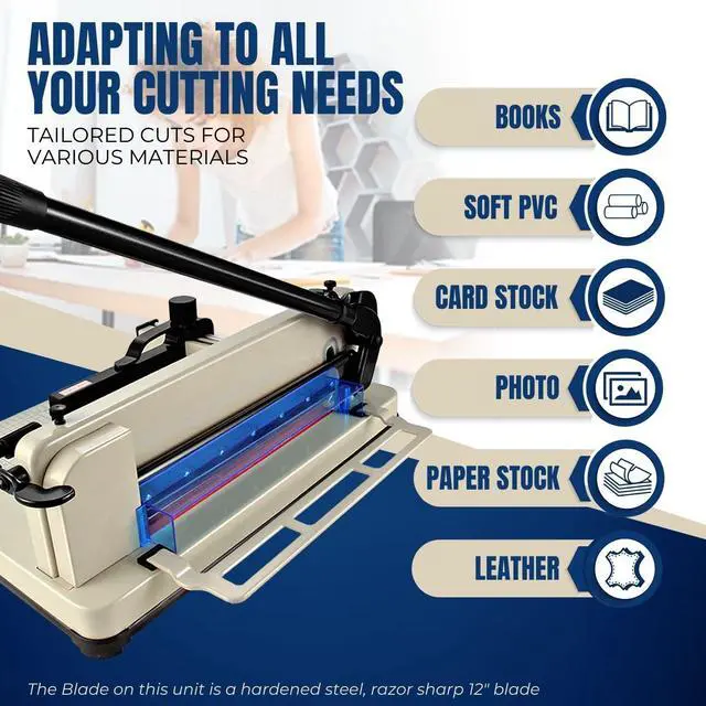 Alt view image 6 of 6 - Guillotine Paper Cutter 12" A4 Professional Industrial Heavy Duty Scrapbooking Metal Base Trimmer Machine 400 Sheet Capacity for Office Commercial Photocopy Printing Shop | Large industrial paper cutt
