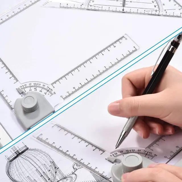 Alt view image 5 of 6 - Metric A3 Drawing Board Drafting Table Multifunctional Drawing Board Table with Clear Rule Parallel Motion and Angle Adjustable Measuring System