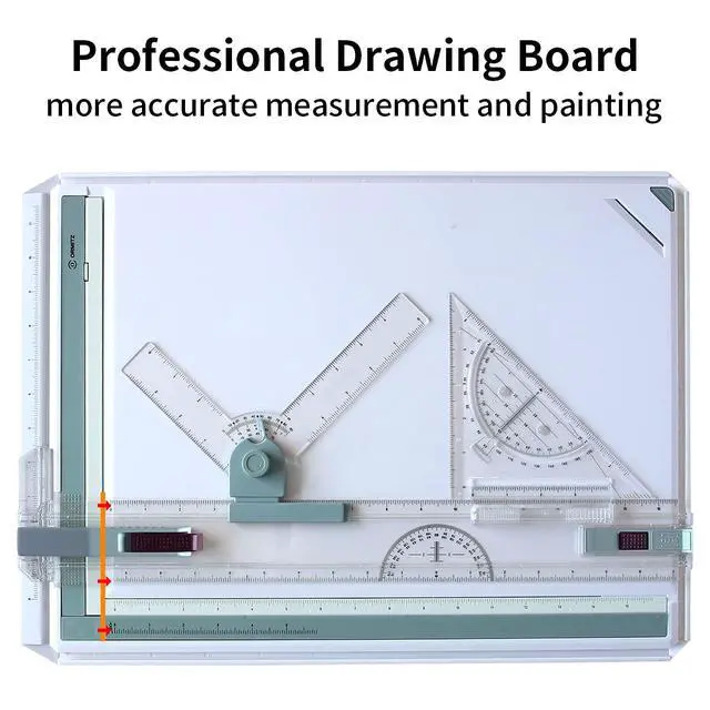 Alt view image 6 of 6 - Metric A3 Drawing Board Drafting Table Multifunctional Drawing Board Table with Clear Rule Parallel Motion and Angle Adjustable Measuring System