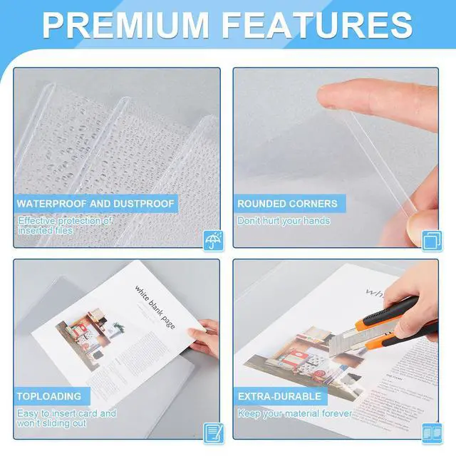 Alt view image 3 of 6 - 20 Pcs 12 x 18'' Clear Semi-Rigid Plastic Sheet Hard Print Protectors Heavy Duty Magazine Cover Poster Sleeves Hard Plastic Document Holder Paper Page Protector for Lithographs Photo Poste