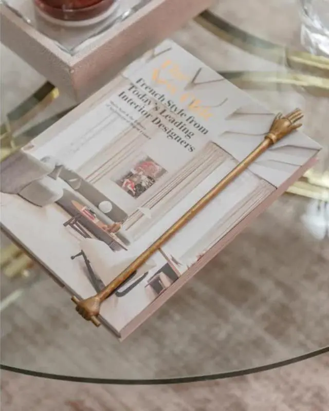 Alt view image 6 of 6 - Harper Hand Book Mark by Home Collection Crafted Entirely from Brass Styles Well in Spine of a Book Reading in Bed Home Decor