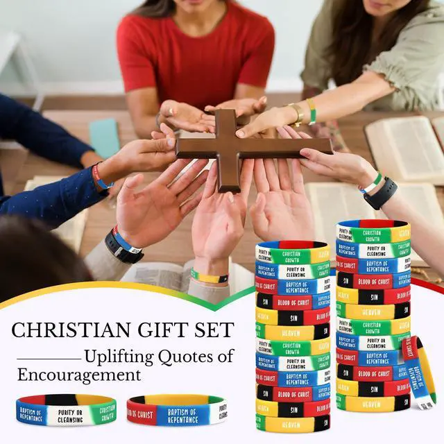 Alt view image 5 of 6 - 300 Sets Salvation Bracelets with Plan of Salvation Card Gospel Bracelet Christian Silicone Bracelets Gospel Tracts Scripture Gift for Church Vbs