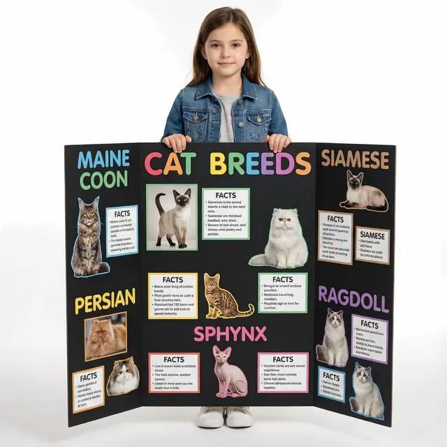 Alt view image 5 of 6 - 12 PCS 36"x48" Trifold Poster Board,Black Display Tri-fold Cardboard | Large Black Tri-fold Poster Board,Thick Corrugated Cardboard for School Projects,Science Fair,Graduation,Photo Exhibitions