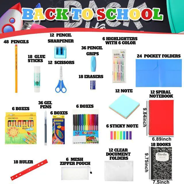 Alt view image 2 of 6 - 528 Pcs School Supply Kit 6 Set Per Set Back to School Supplies