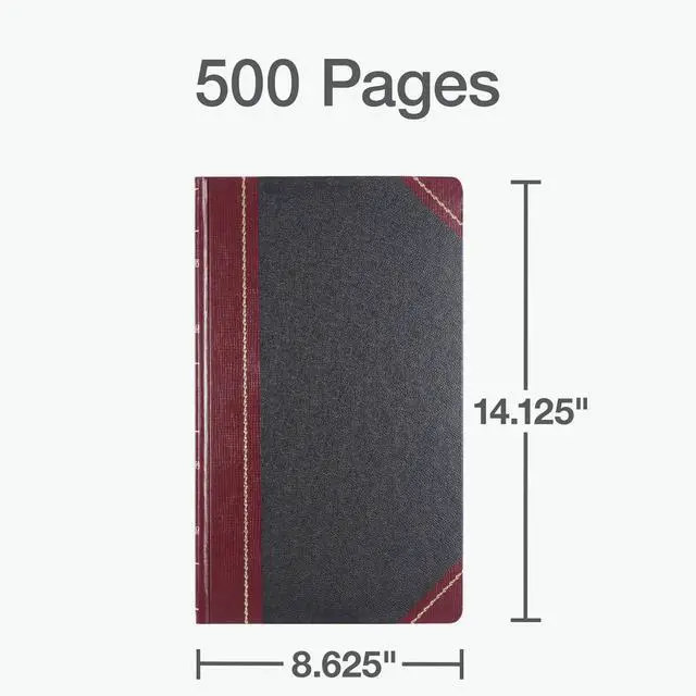 Alt view image 3 of 6 - Boorum & Pease 9 Series Account Book - Record Ruled, Smyth-Sewn Acid-Free 500 Pages - 14-1/8"x8-5/8" Black Hardcover - Accounting Ledger Book for Financial Record & Business Expense Tracking - 1 Unit