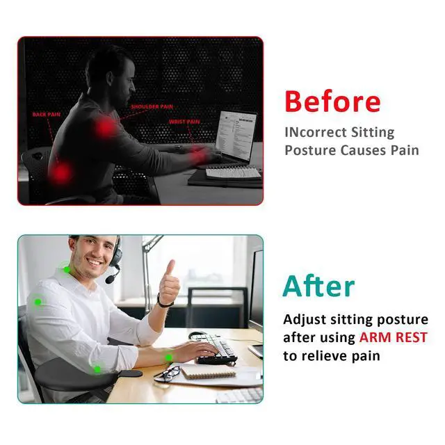 Alt view image 3 of 6 - Foldable Desk Extender Arm Rest for Desk, Ergonomic Forearm Support Tray with Soft PU Leather Pad, Clamp-On Desk Armrest for Wrist, Elbow & Shoulder Relief, Home Office Computer Typing Support