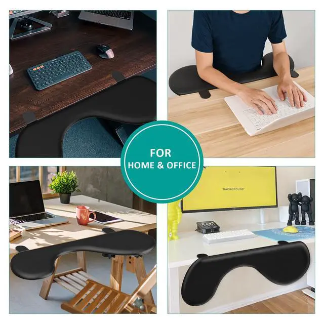 Alt view image 6 of 6 - Foldable Desk Extender Arm Rest for Desk, Ergonomic Forearm Support Tray with Soft PU Leather Pad, Clamp-On Desk Armrest for Wrist, Elbow & Shoulder Relief, Home Office Computer Typing Support
