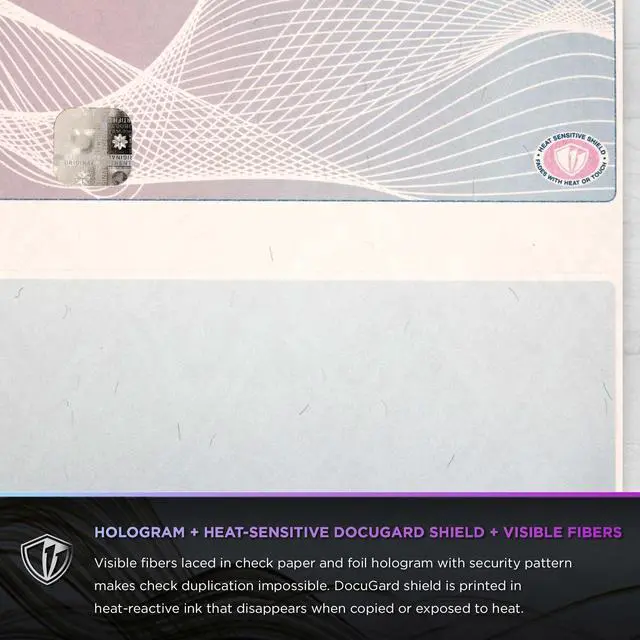 Alt view image 5 of 6 - Blue/Red Premier+ Top High Security Hologram Check Paper - New - 20 Security Features - Foil Hologram Fraud Prevention - Laser/Inkjet Printer Compatible - 500 Blank Business Checks (04571)