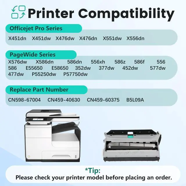 Alt view image 2 of 6 - CN459-60375 CN598-67004 Duplex Module for Printer Compatible with hp OfficeJet Pro X451 X452 X476 X477 X551 X552 X576 X577 X585 X586 X556 X555, Waste Ink Collector replacement for hp973 974 printer