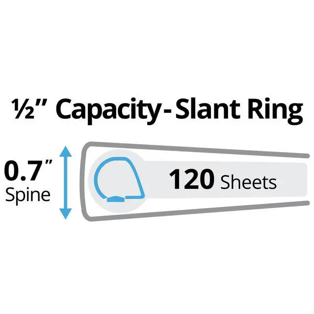 Alt view image 2 of 6 - Durable View 3 Ring Binder, 1/2 Inch Slant Rings, 12 Black Binders (17001)