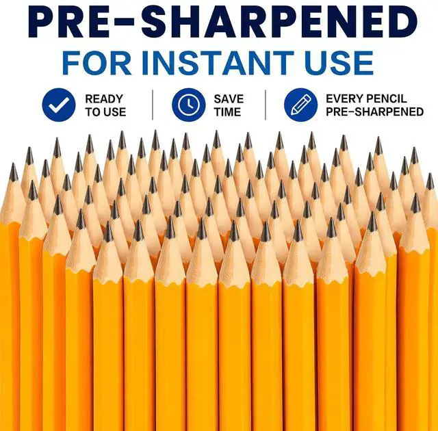 Alt view image 4 of 6 - 1200 Pack #2 HB Pre-Sharpened Wood-Cased Graphite Pencils Bulk Pack with 24 Pencil Sharpeners and Top Erasers, for Writing, Drawing and Sketching, School, Classroom, Office & Standardized Testing