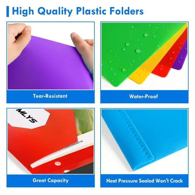 Alt view image 3 of 6 - 144 Pack 2 Pocket Folders with 3 Holes Punch, Plastic Folder for 3 Ring Binder, Heavy Duty Folders with Pockets for Letter Size Paper, Multicolor Folder for School and Office