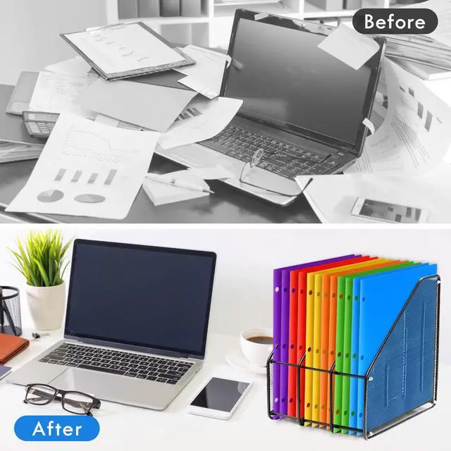 Alt view image 6 of 6 - 144 Pack 2 Pocket Folders with 3 Holes Punch, Plastic Folder for 3 Ring Binder, Heavy Duty Folders with Pockets for Letter Size Paper, Multicolor Folder for School and Office