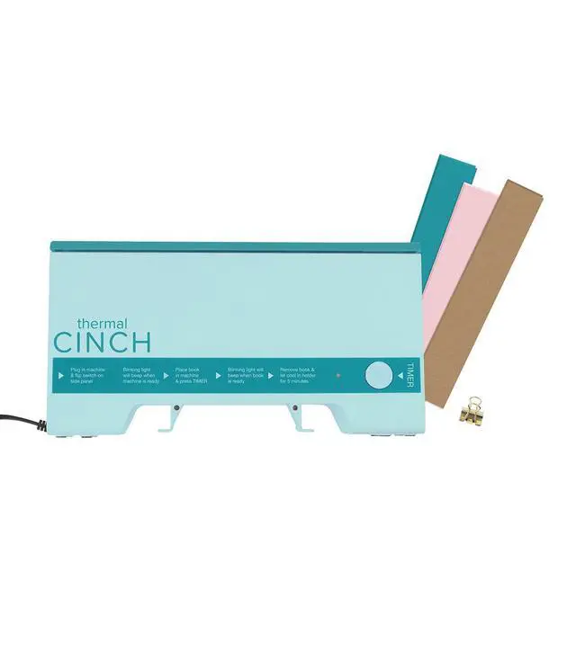 Alt view image 6 of 6 - Thermal Cinch Binding Machine Mint 12 Inch, Includes Thermal Book Binding Machine, Book Spines, and Clips, Create DIY Journals, Notebooks, Scrapbooks, Photo Books, and Documents