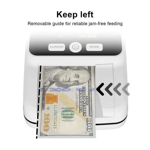 Alt view image 4 of 6 - Counterfeit Bill Detector with 5 Detection Methods, White | UV/IR/MG//Size/Image, Easy to Read 2.8" Value Display, 4-Way Orientation, Money Checker for Dollars & Euros, Portable