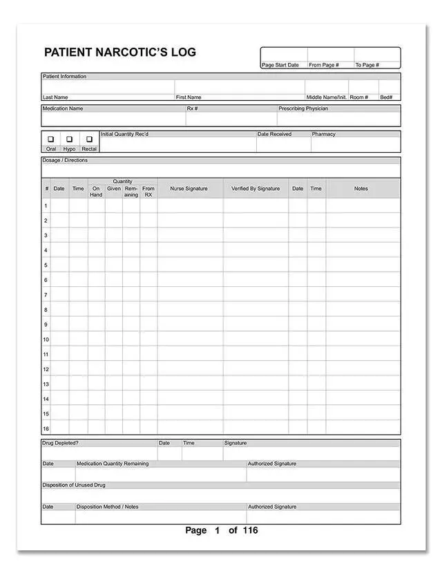 Alt view image 5 of 5 - Patient Narcotics Log Book/Controlled Substance LogBook/Individual Patient's Narcotic Record Register - 200 Pages - 8 1/2'' x 11'', Red Cover, Hardbound (Made in USA)