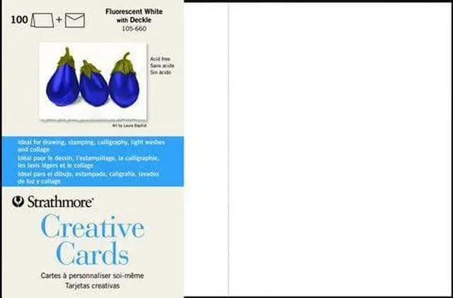 Main image of Creative Cards, Flourescent White with Deckle Edge, 5x6.875 inches, 100 Pack, Envelopes Included - Blank Greeting Cards for Weddings, Events, Birthdays