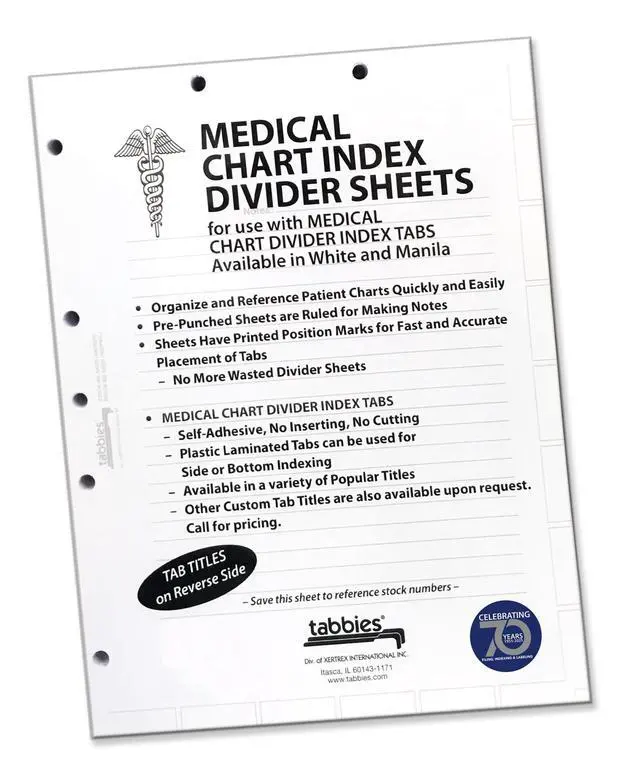 Alt view image 4 of 6 - TAB54520, Medical Chart Index Divider Sheets, White (Pack of 1200)