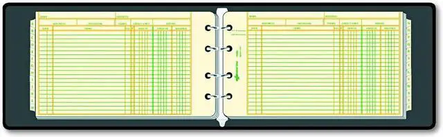 Main image of Rediform 63453 1" 4-Ring Ledger Binder with 100 Mini-Ledger Sheets and A-Z Index, 5" x 8.5" (Black) (Pack of 6)