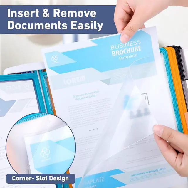 Alt view image 5 of 6 - 10-Pocket Desk Reference Organizer with 360° Swivel Base & 10 Double-Sided Panels Holds 20 Sheets A4/Letter Size Paper, Fast Flip & Find Desktop Reference System with Colored Index Tabs, White