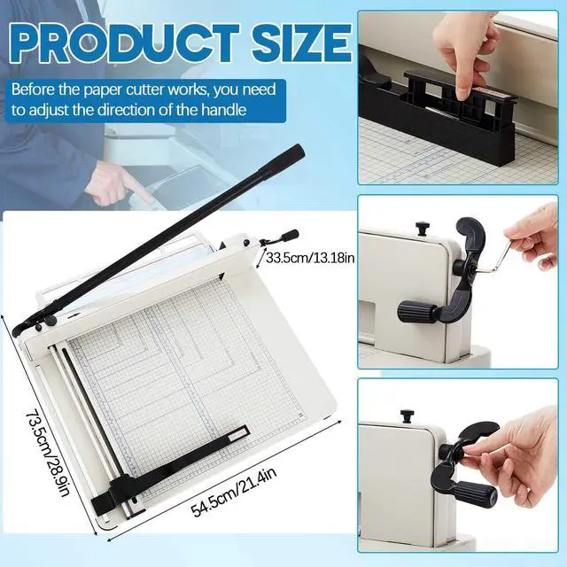 Alt view image 2 of 6 - 17 Inch A3 Heavy Duty Guillotine Paper Cutter 400 Sheet Capacity Guillotine Paper Cutter Stack Cards Trimmer Solid Steel with Metal Base for Cardstock Leather Office Home School (White)
