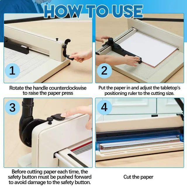 Alt view image 3 of 6 - 17 Inch A3 Heavy Duty Guillotine Paper Cutter 400 Sheet Capacity Guillotine Paper Cutter Stack Cards Trimmer Solid Steel with Metal Base for Cardstock Leather Office Home School (White)