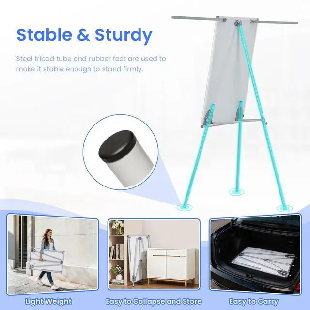 Alt view image 4 of 6 - Flip Chart Easel 36"x24" with 2 Extendable Display Arms | 3'x2', Strong Magnetic, Foldable, Height Adjustable, Portable Dry Erase Board, Homeschool, Home Office, Classroom, Meeting