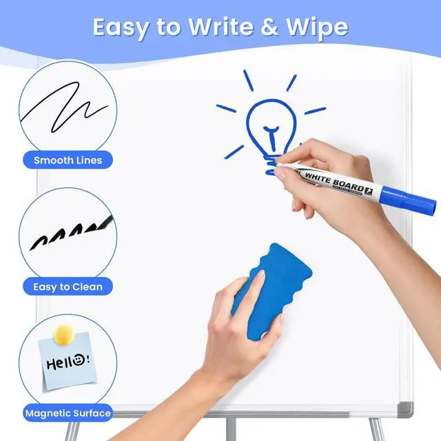 Alt view image 5 of 6 - Flip Chart Easel 36"x24" with 2 Extendable Display Arms | 3'x2', Strong Magnetic, Foldable, Height Adjustable, Portable Dry Erase Board, Homeschool, Home Office, Classroom, Meeting
