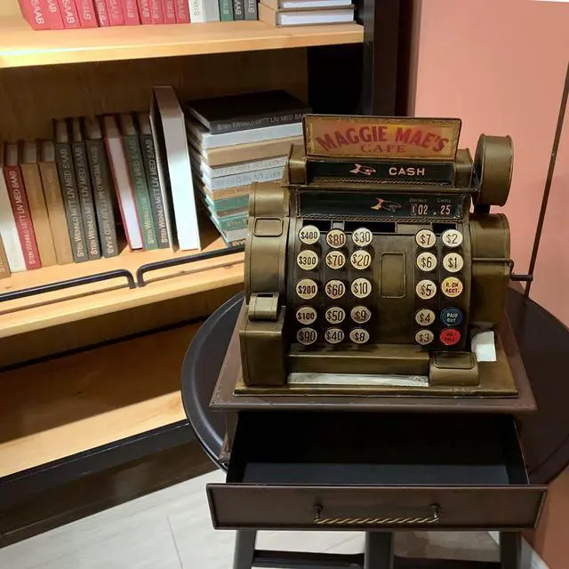 Alt view image 2 of 6 - Vintage Cash Register Model Piggy Bank Money Bank Storage Box | Retro Cash Register Model Jewelry Box Ring Trinket Case Cabinet Figurine Cafe Bar Window Decor Model Home Desk Decoration